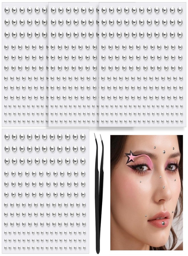 YGDZ Face Gems, Fake Piercings Nose Stud Silver, Fake Eyebrow Piercing, Stick On Face Stickers, Lip Stud, Rave Accessories, Y2k Makeup For Women Men - Image 1